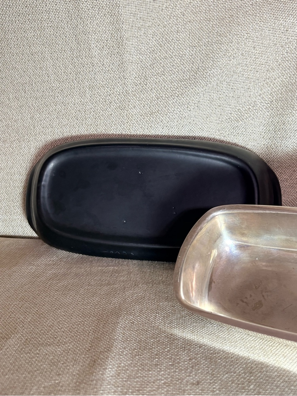 Towle Sterling Silver Modernist Butter Dish Matte Black Ceramic Base Earl Pardon - Picture 11 of 15